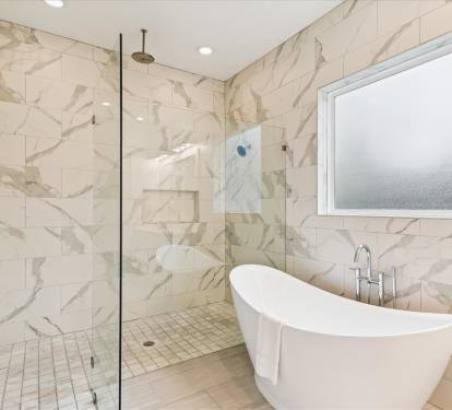 Relax in the Soaking Tub & Walk-In Shower!