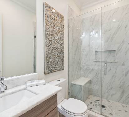 Shared Guest Bathroom - Single Vanity + Walk-In Shower