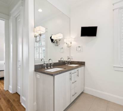 Primary King En-Suite - Dual Vanities & Flat-Screen TV