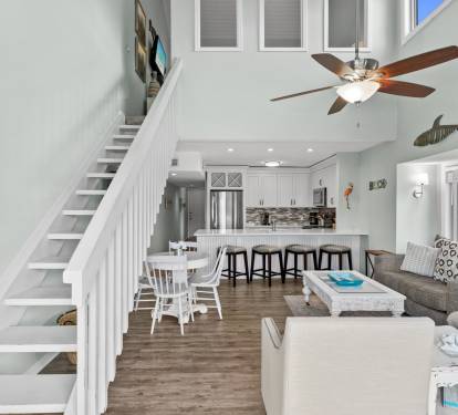 View of upstairs from sliding doors/patio