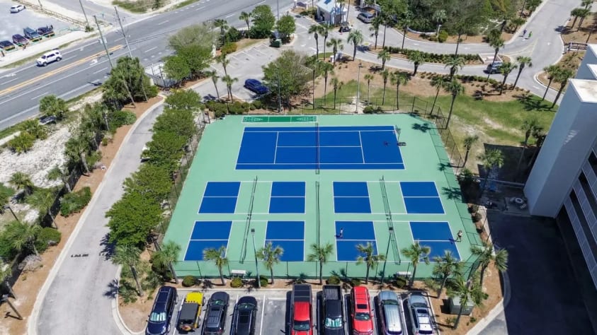 Resurfaced tennis and pickleball courts