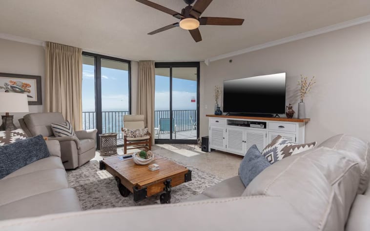 Comfy Couch with TV.