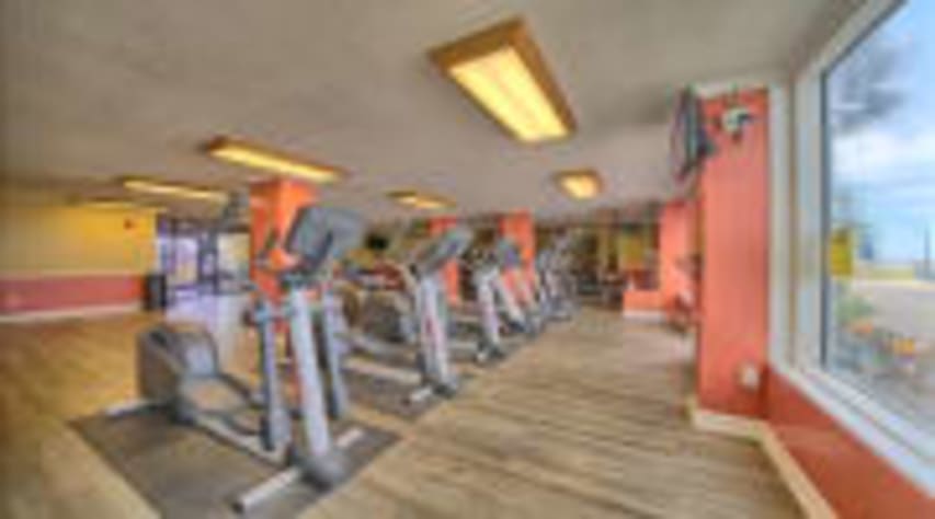 Onsite gym with views of the pool and gulf!