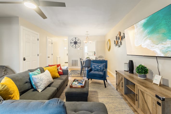 Sitting area with Comfy Couch and TV