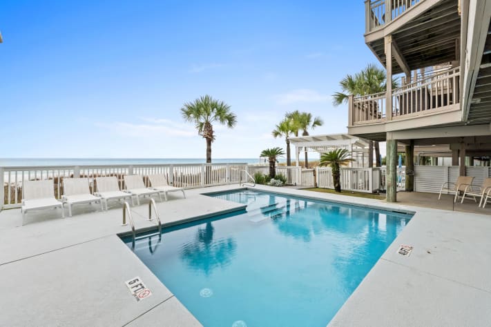 Refresh in the beachfront pool just steps from the sand. Lounge in the sun, swim with Gulf views, and enjoy the perfect mix of relaxation and fun without ever leaving your private retreat.