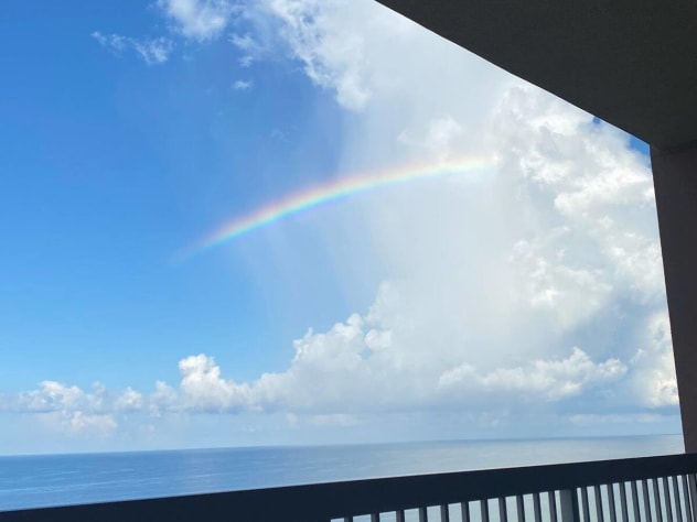 Rainbows are seen often when rain moves into the area.