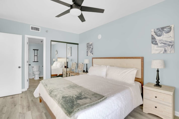 Queen Bedroom with attached washroom.