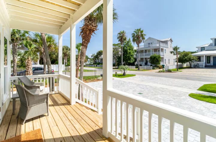 Peaceful front porch sitting area