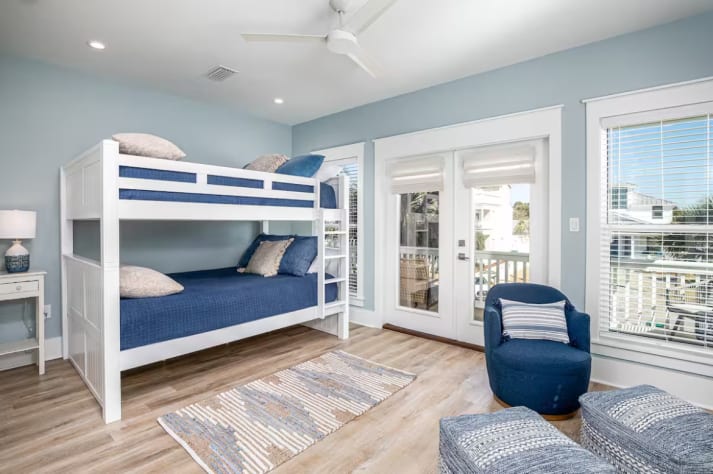 Bedroom 3, queen bunk beds, sleeps 4, TV with sitting area