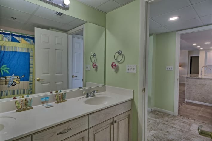 Master bath next to large walk in master closet. Lots of storage and clean/neat