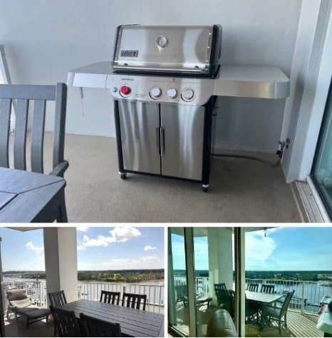 Balcony with seating and New Weber grill 1-24