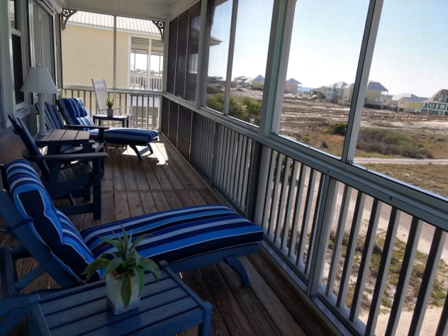 Screened-in porch on 2nd floor outside Master &amp; 2nd Bedroom, beautiful Gulf View