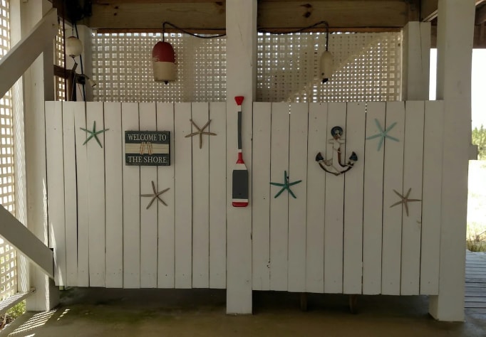 Parking level outside shower/changing area