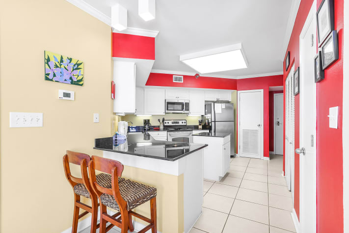 Kitchen island is perfect for quick grab and go meals