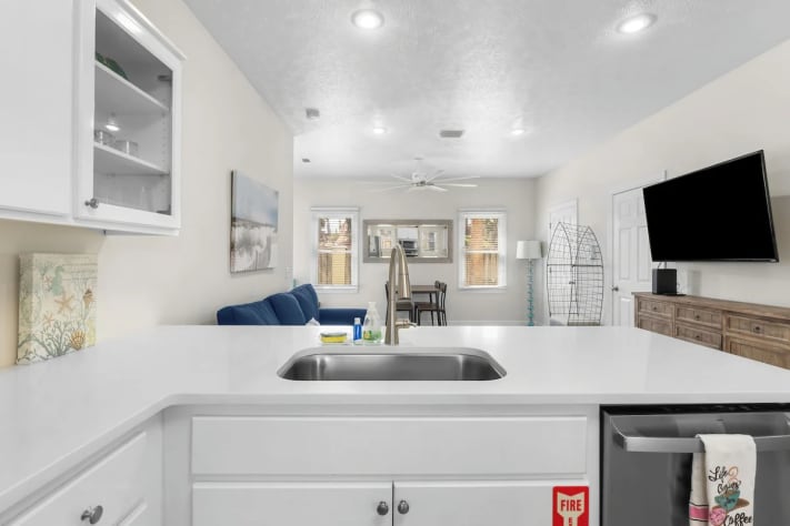 Open kitchen overlooking the living area