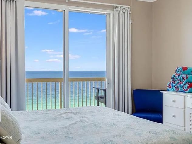 Wake to serene turquoise Gulf views from this tranquil master bedroom retreat