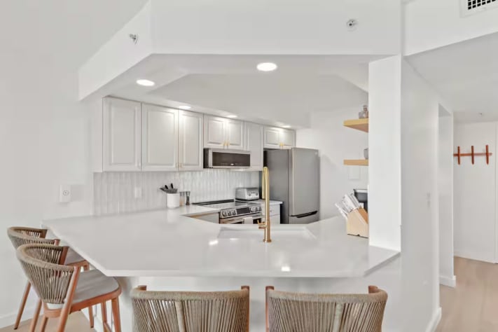 Kitchen island is perfect for quick grab and go meals