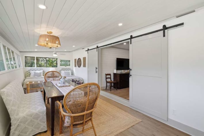 Dining table with outside view