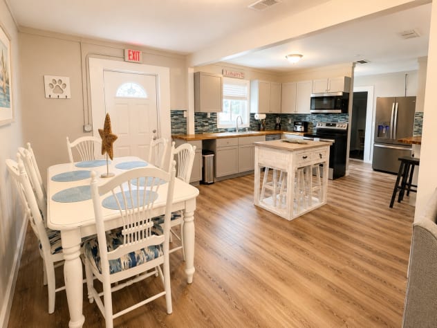 Dining table and kitchen 