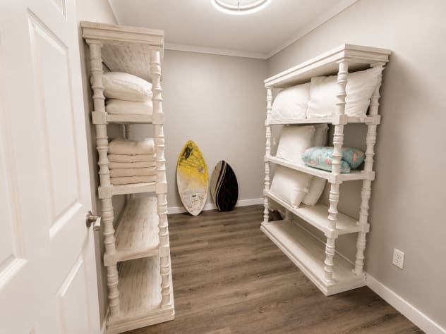 Luggage room and extra bath towels and sofa bed sheets 