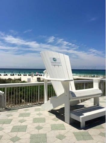 Edgewater Logo chair on Lagoon pool deck