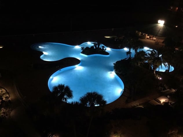 Night view of lagoon pool at dark