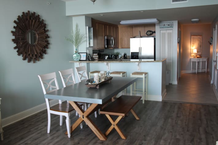 Dining Area, with Zinc-top table.