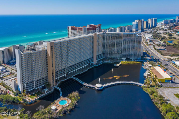 Aerial View of Condo Resort with View of the Beach
