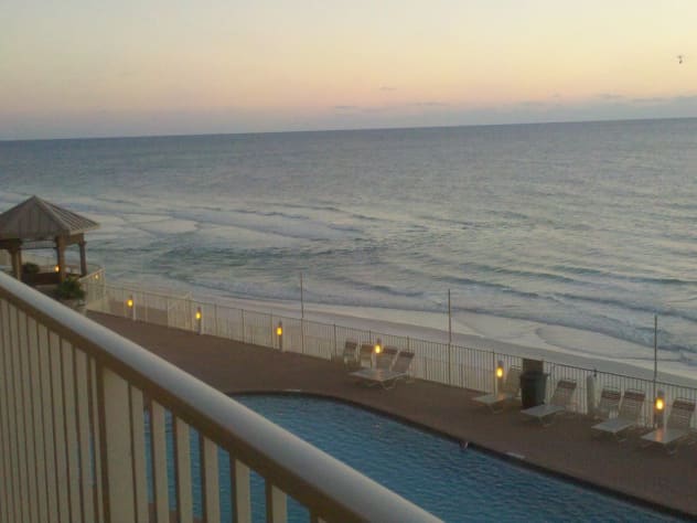 View from balcony peering east....