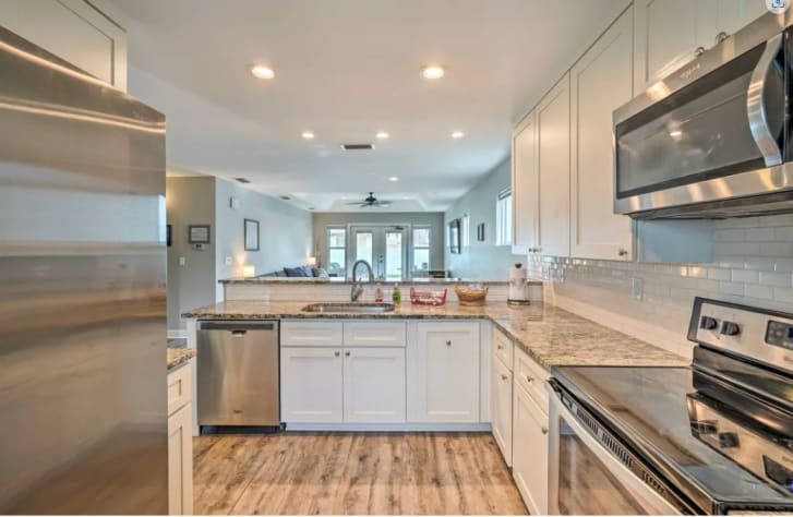 Kitchen basics are provided for eating at home. Save money by not eating out.