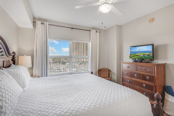 Master bedroom with King bed, SMART TV, and private bath