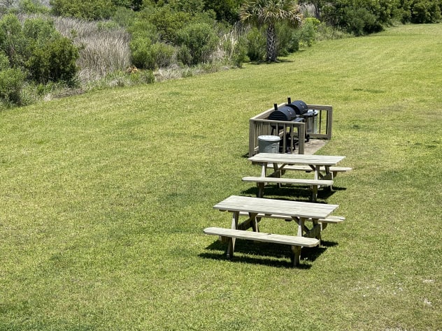 Backyard barbecue area.