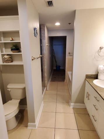 Master bath includes double vanity, large separate soaking tub, shower &amp; closet.