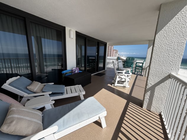 Our balcony has LOTS of seating . Basically another room!