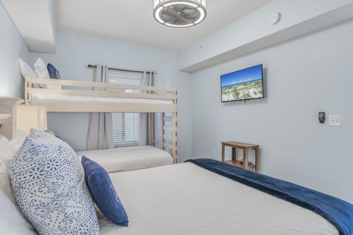 Large, well appointed fitness center (treadmills, stationary bikes, ellipticals, weight machines, and free weights) at Majestic Sun with Pool and Gulf view