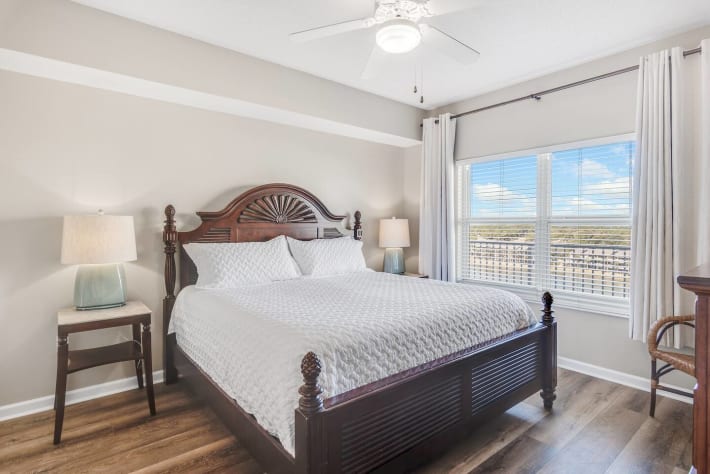 Primary bedroom with King bed, SMART TV, and private bath