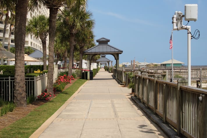 Walkway connecting all the towers to the beach walkway