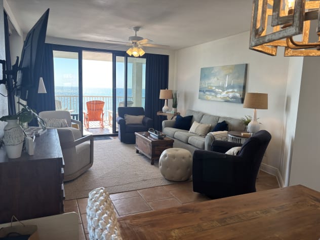 Lots of comfy seating in our living room with stellar views!
