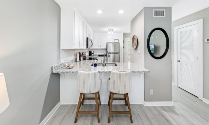 Sand Dollar #13 - LR /Eat in Bar, Kitchen and Half Bath