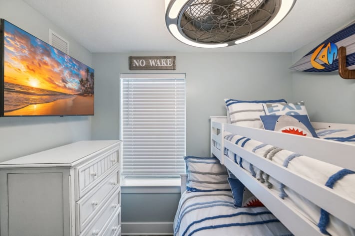 Bunk room has a twin over a full.