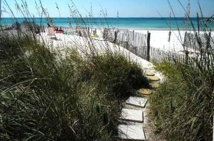 Private path off deck to beach