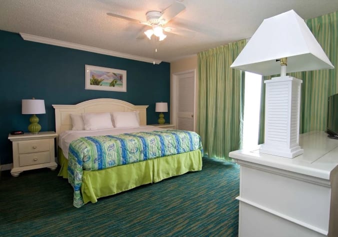 Master bedroom with king size bed.