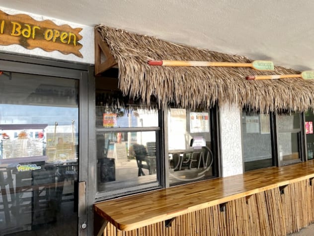 Tiki Bar with Food, Drinks, and Beach Supplies