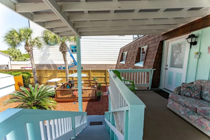 Back porch overlooking the backyard 