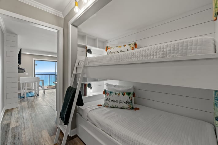 Twin bunk beds with USB ports for phone charging