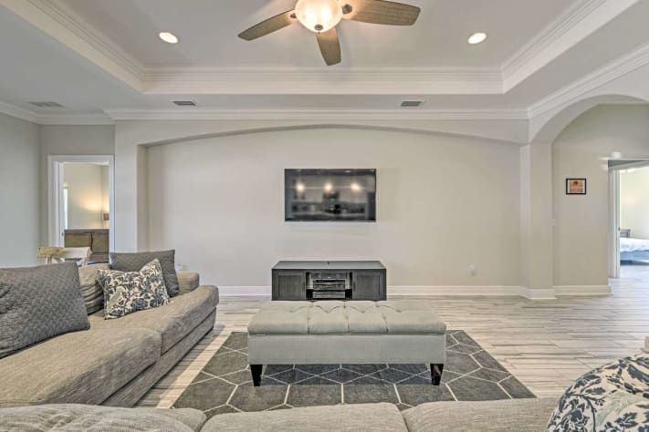 The Great Room has plenty of room for gathering and watching the game or movies