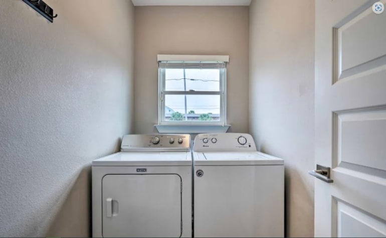 Laundry machines are provided for guest use