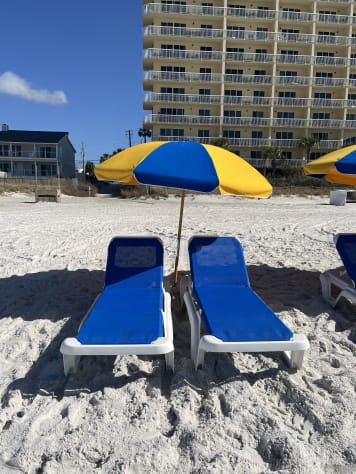 Complimentary beach chairs provided with our rentals.