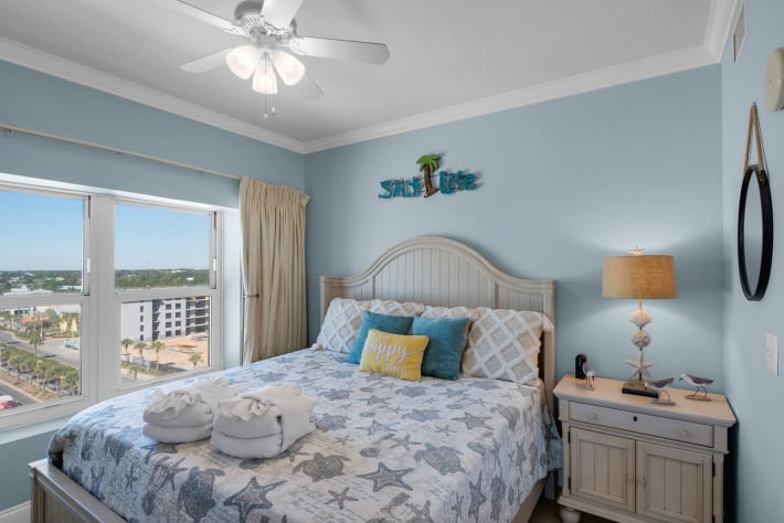 second bedroom features king size bed with awesome gulf view of the pier
