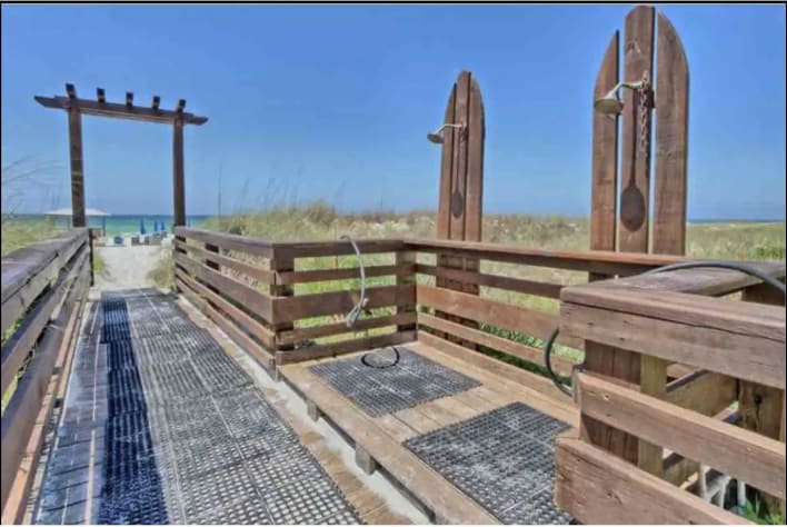 Boardwalk to the White sandy beach